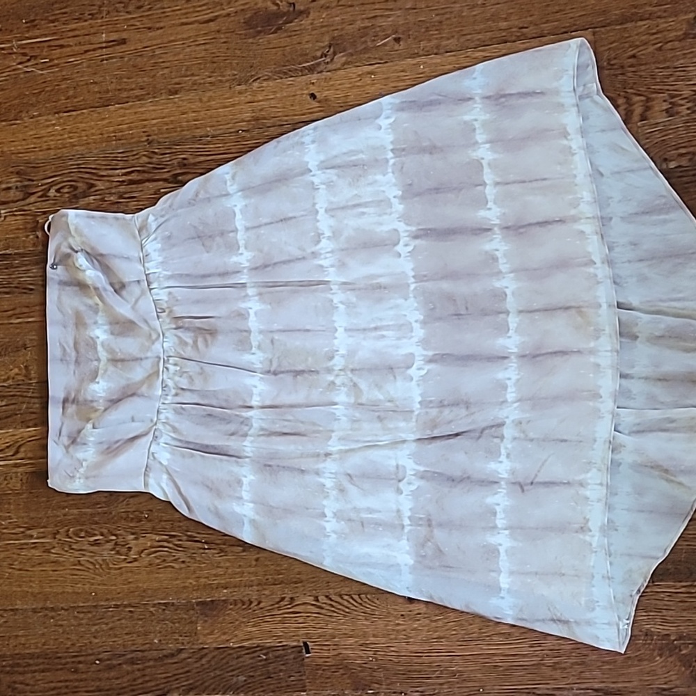 Guess White and Tan Sleeveless High Low Dress